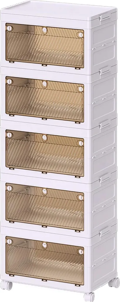 Armadietto pieghevole, design impilabile, facile mobilità, contenitori a 5 livelli