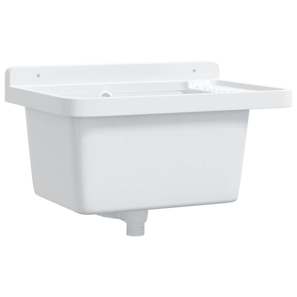 vidaXL Ausgussbecken Wandmontage Weiß 50x35x24 cm Harz Produktbild 