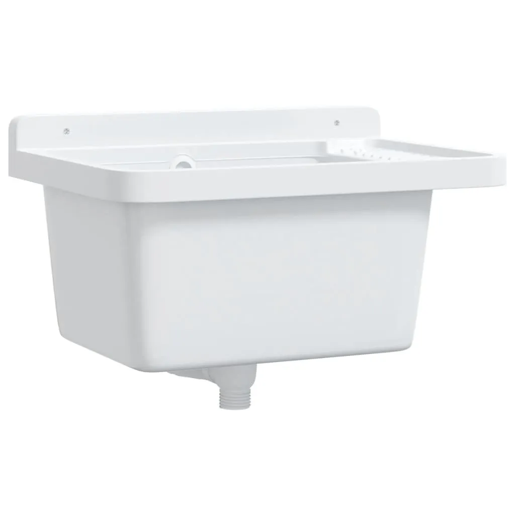 Évier mural blanc vidaXL 50x35x24 cm en résine robuste pour buanderie