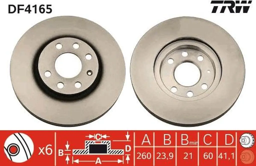 Disque de frein TRW durable pour Opel Corsa C, Meriva, Combo, Tigra 4x100