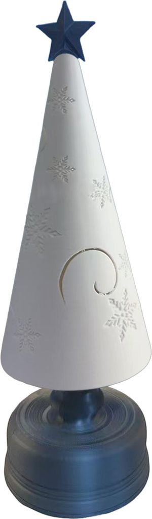 Weihnachtsbaumschmuck, 3D-gedruckter, beleuchteter, wirbelnder Schneebaum mit Schneeflockenmuster, Tischdekoration für den Kaminsims, Feiertagspar...