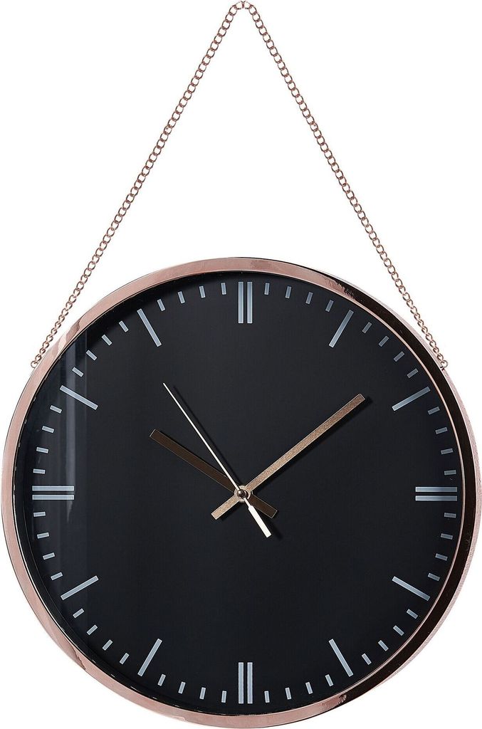 BELIANI Wanduhr Schwarz / Kupfer ø 30 cm Rund Ohne Ziffern Moderne Hängende Wanddekoration Hängeuhr für Wohnzimmer Esszimmer Flur