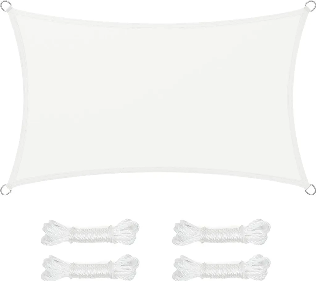 Voile d'ombrage rectangulaire 3x4m blanche pour manger à l'ombre