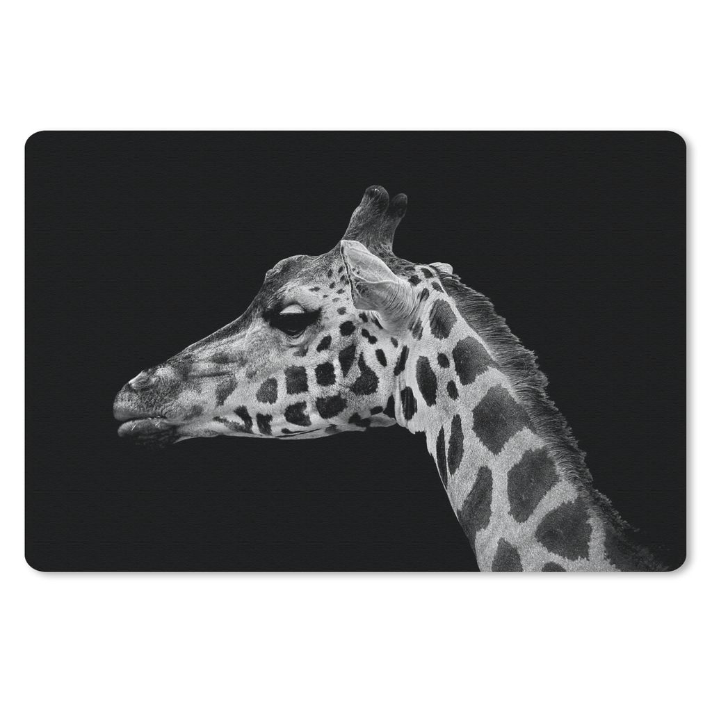 MuchoWow Schreibtischunterlage Tiere - Giraffe - Schwarz - Weiß 60x40 cm - XXL Mauspad - Großes Mauspad