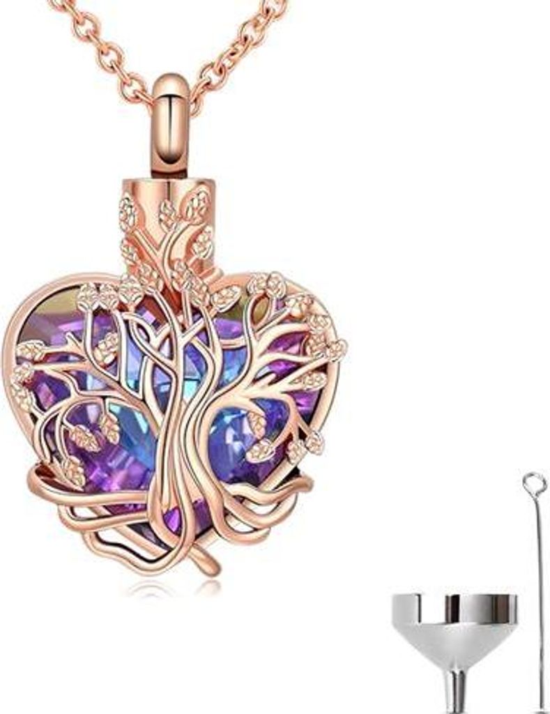 Luxe Asche-Hänger mit Kette (55 cm) für Asche, Haare oder Parfum - Gedenkschmuck - Inkl. Asfüllhilfe und Aufbewahrungstasche - Roségold