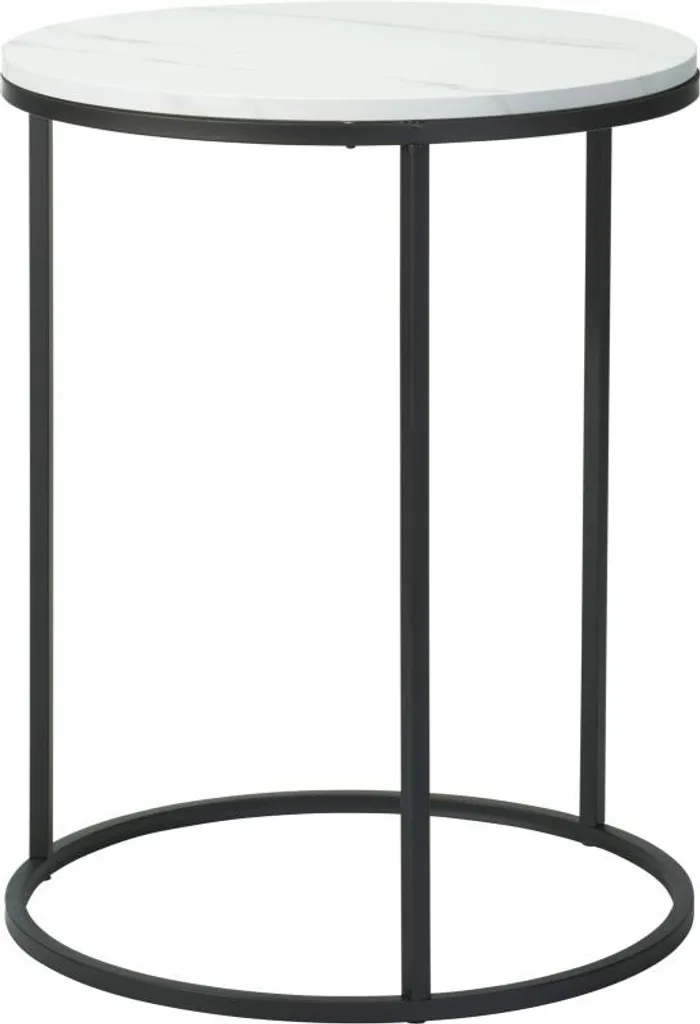 Table pliante effet marbre blanc et métal noir ensemble de 2 pièces