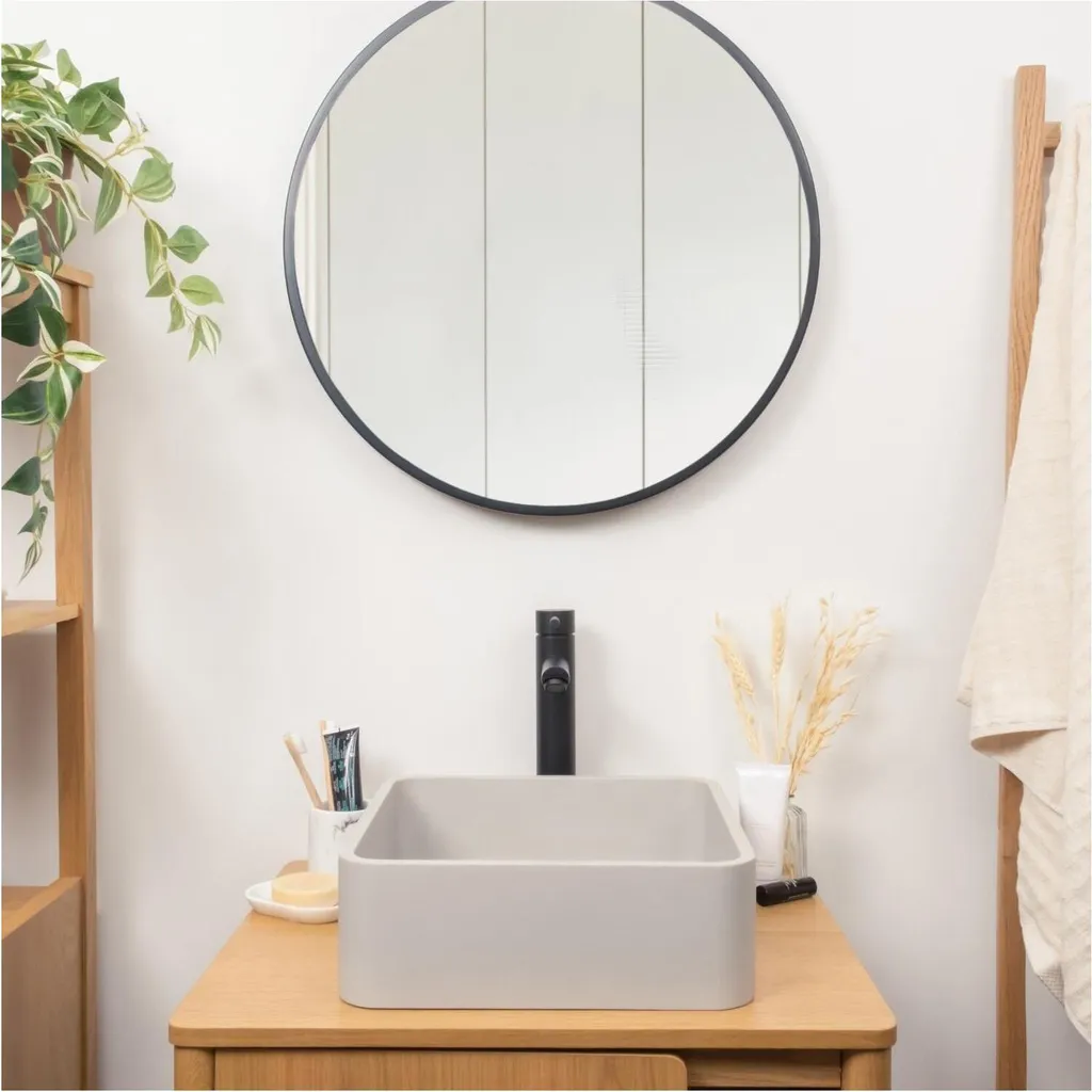 Lavabo Bagno Quadrato 36 cm Cemento Grigio ALAN - Prezzo Outlet - 4