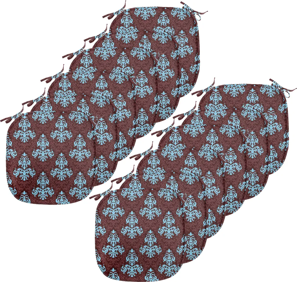Coussin de Chaise Anti-Tache avec Sangles 40x40 cm - Lot de 12 Brun