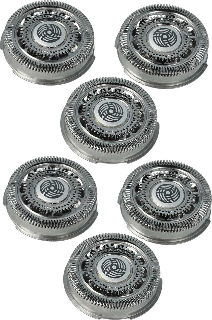 vhbw 6x Ersatz-Scherköpfe kompatibel mit Philips S9911, S9988, S9xxxx Elektrorasierer ersetzt SH90, Silber