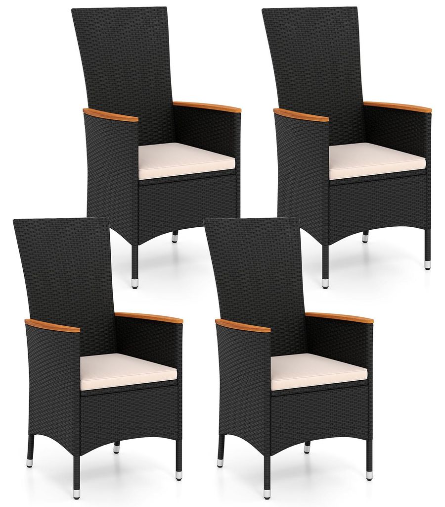 COSTWAY Gartenstühle Hochlehner 4er Set, Polyrattan Produktbild 