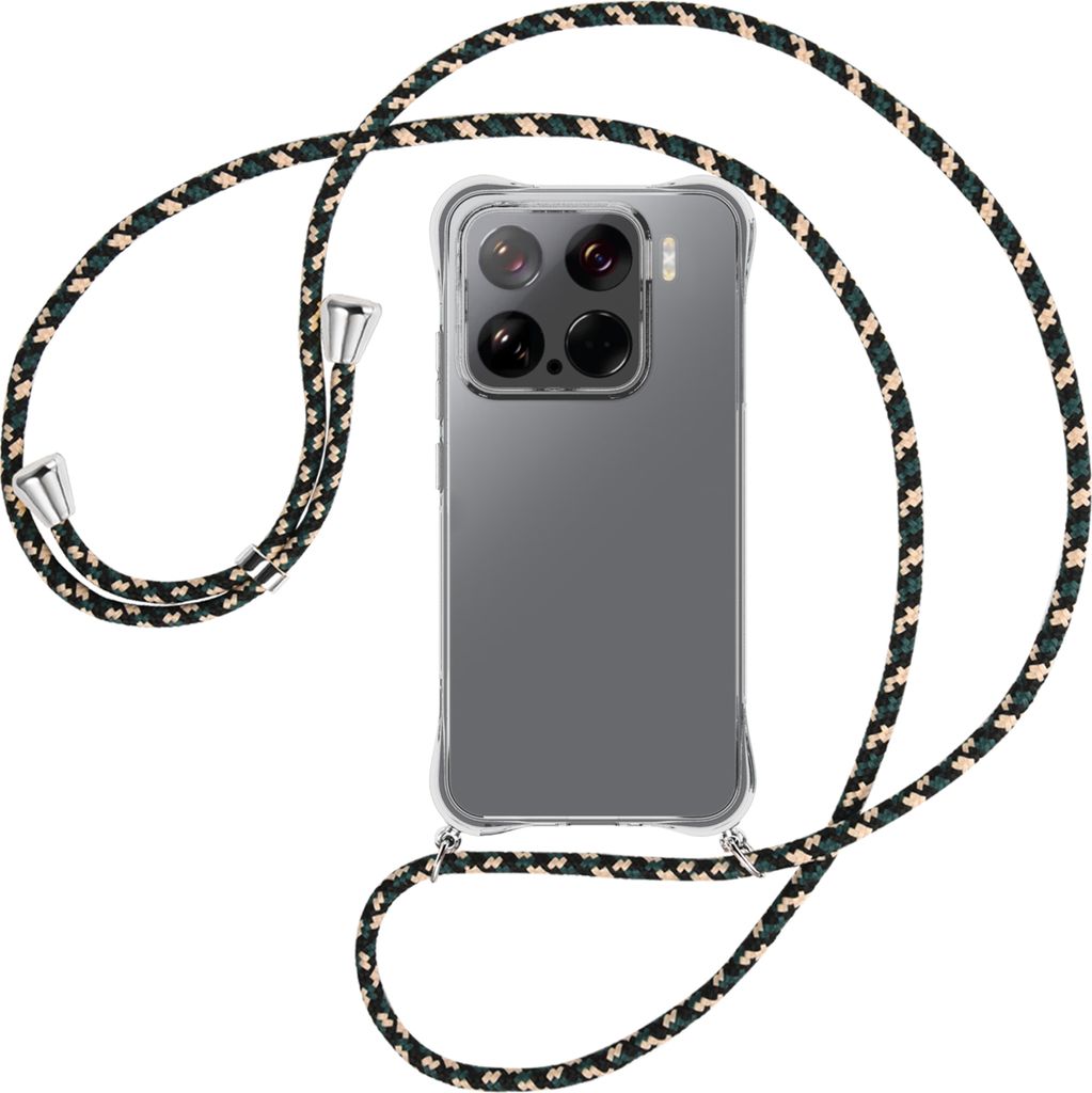 Handykette Backcover-Schutzhülle mit Band (Metall silberfarben) für Xiaomi 15 5G - camouflage