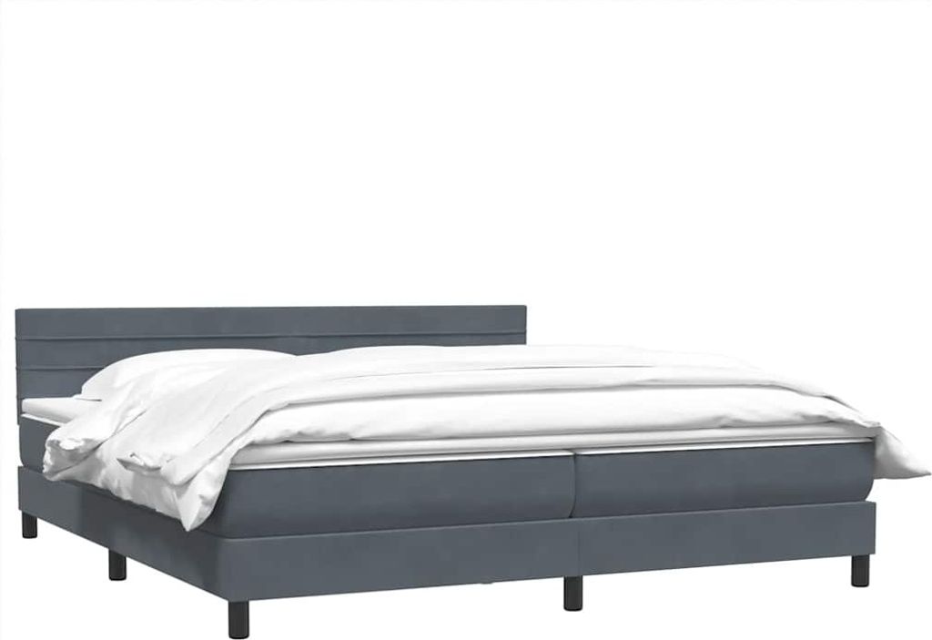 vidaXL Boxspringbett mit Matratze Dunkelgrau 180x220 cm Samt