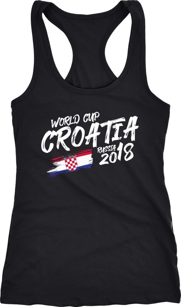 Damen Tanktop Kroatien Croatia Hrvatska Fußball WM Weltmeisterschaft 2018 World Cup Fan-Shirt Moonworks schwarz M