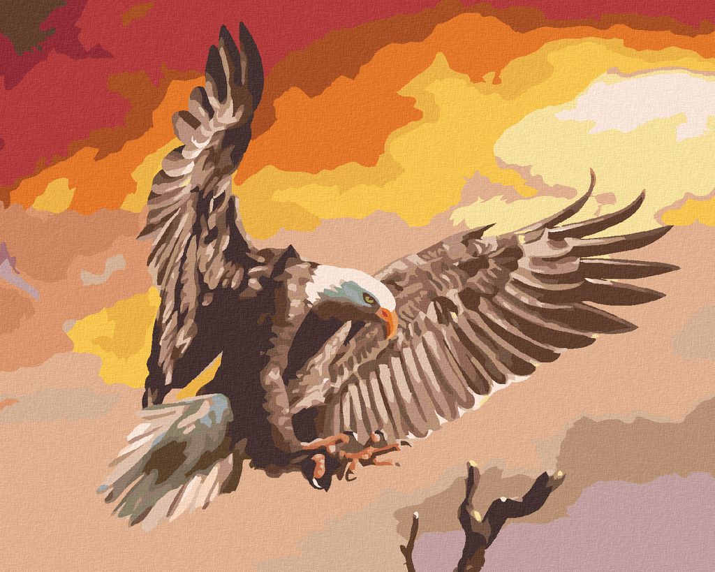Zuty - Malen nach Zahlen - FLIEGENDER ADLER AUF ROTEM HINTERGRUND (D. RUSTY RUST), 40x50 cm, ohne Keilrahmen