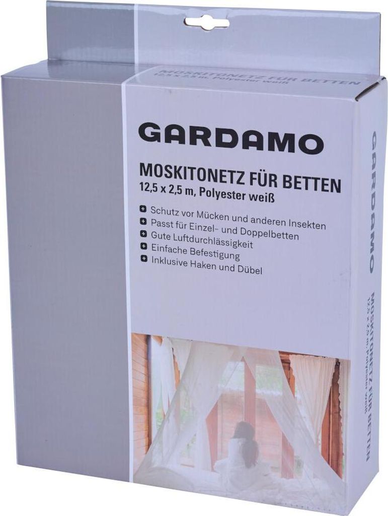 Moskitonetz 12,5 m x 2,5 m weiß für Doppelbett