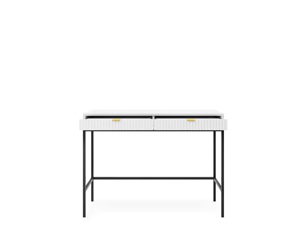 MINIO Coiffeuse NOVA Blanc avec Pieds en Métal - Console Coiffeuse Design - 3