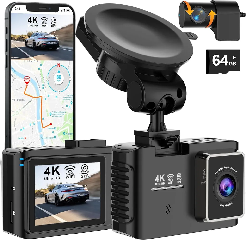 Dashcam voiture surveillance stationnement 24h et suivi GPS intégré