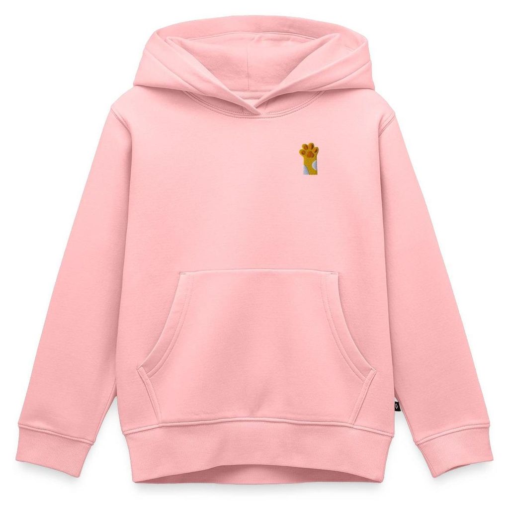 Spreadshirt Katzen Pfote | Bestickt Kinder Premium Hoodie, 134/140 (8 Jahre), Rosa
