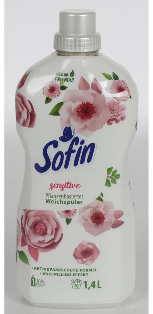 8x Sofin Weichspüler 1,4L Sensitive Vegan Frische Kleidung Produktbild 