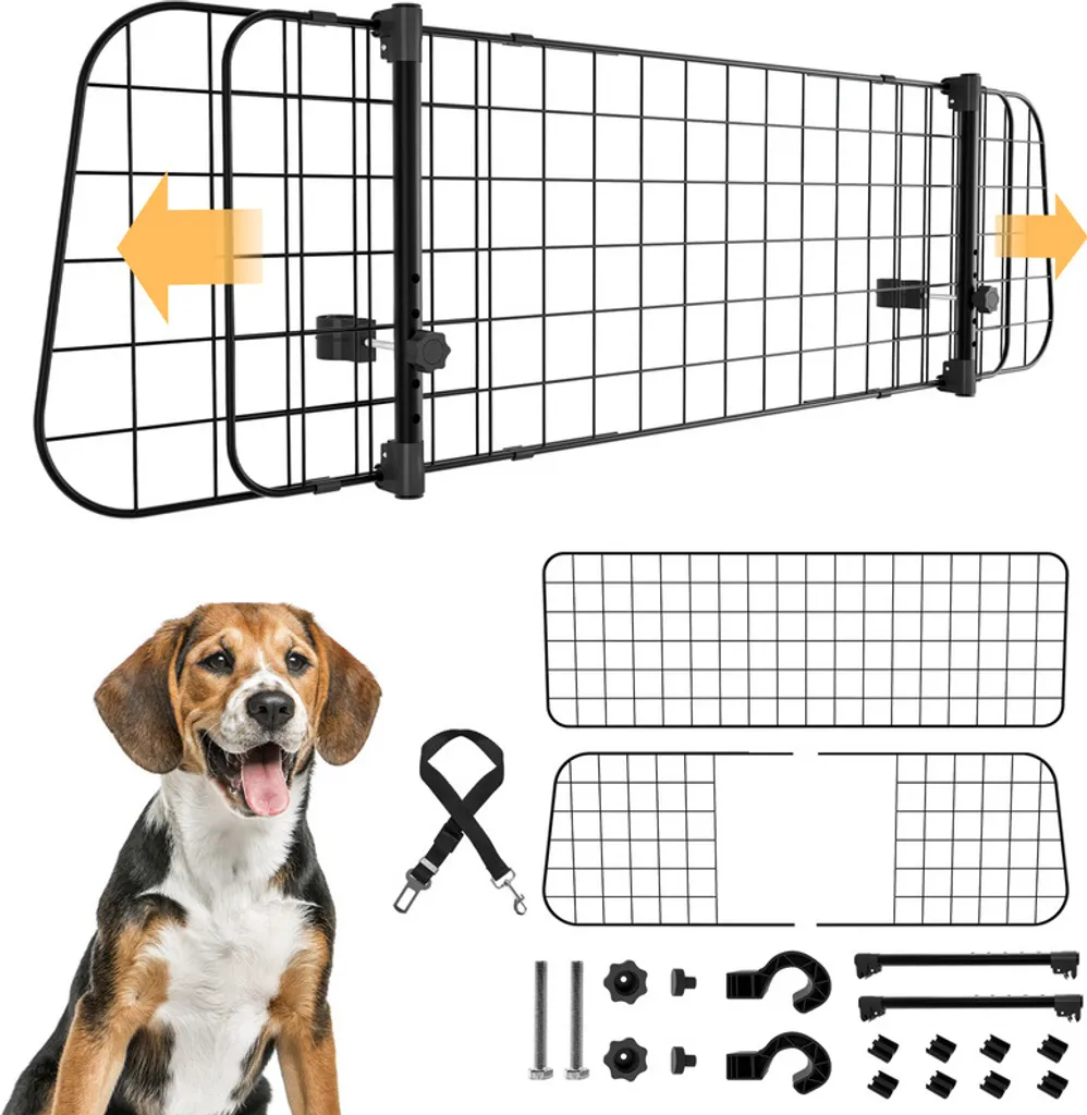 Barriera Divisoria Cani Auto Nera 90-145 cm | Design Universale e Pulito