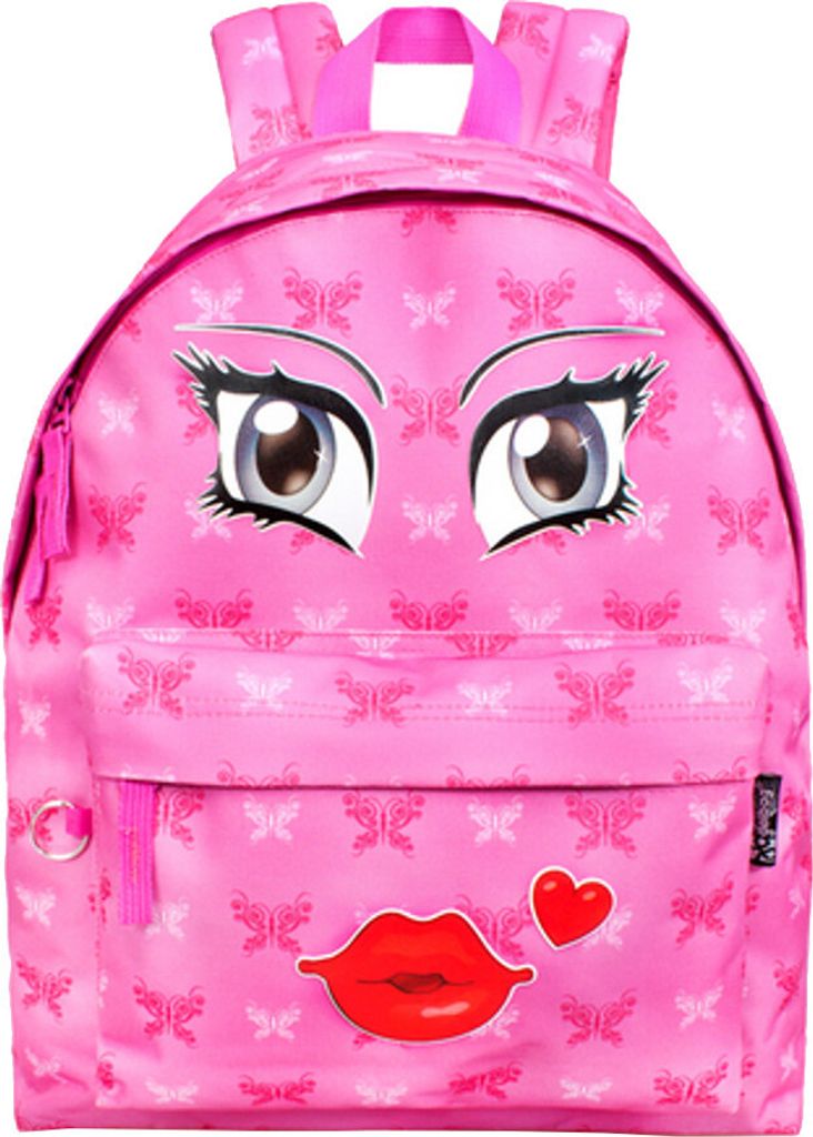 Rucksack Motiv Face Gesicht Lippen Kiss Schulrucksack Tasche Schultasche Schule pink