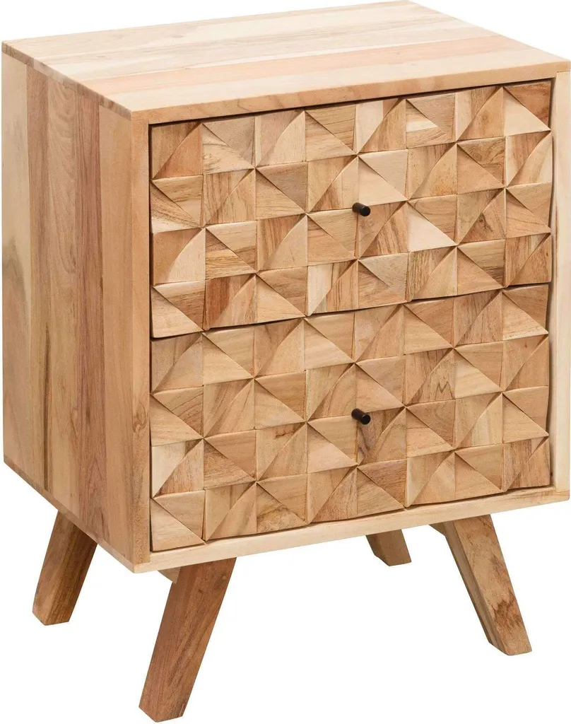 Table de chevet Rootz en bois d'acacia massif - 44x61x35cm Marron
