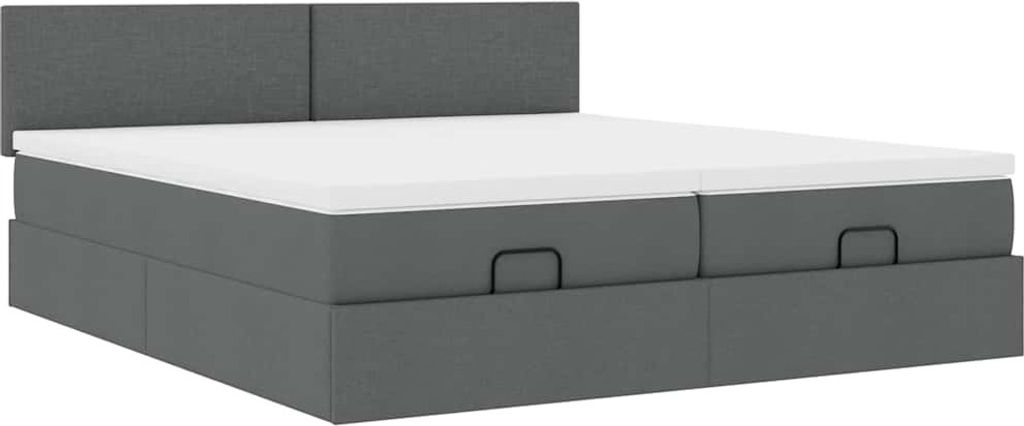 Ottoman-Bett mit Matratzen Dunkelgrau 160x200 cm Stoff