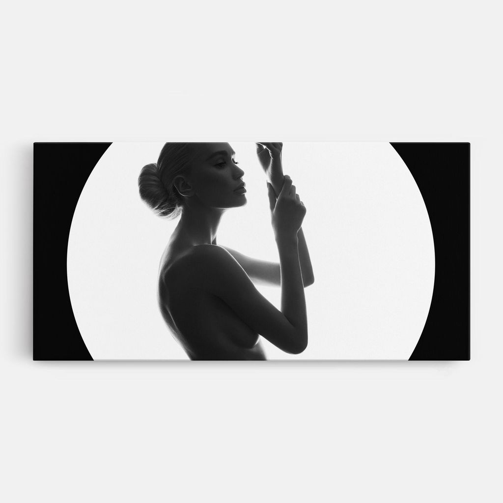 ARTHUB Leinwandbild 40x80 cm, Circle Woman Body | Wohnzimmerdekoration, Hängende Bilder, Wanddekoration, Heimdekoration, Frauen, Silhouetten