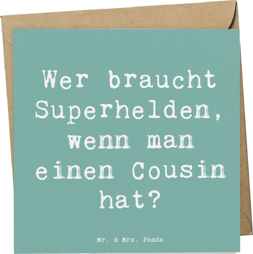 Mr. & Mrs. Panda Glückwunschkarte Spruch Cousin Held - Meeresbrise - Geschenk, Helden, doppelkarte, Unterstützung, Grußkarte, Klappkarte, faltka...