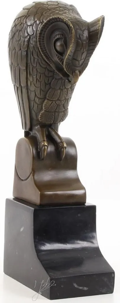 Sculpture Hibou Décorative en Bronze et Noir - Statue Design de 25,3 cm