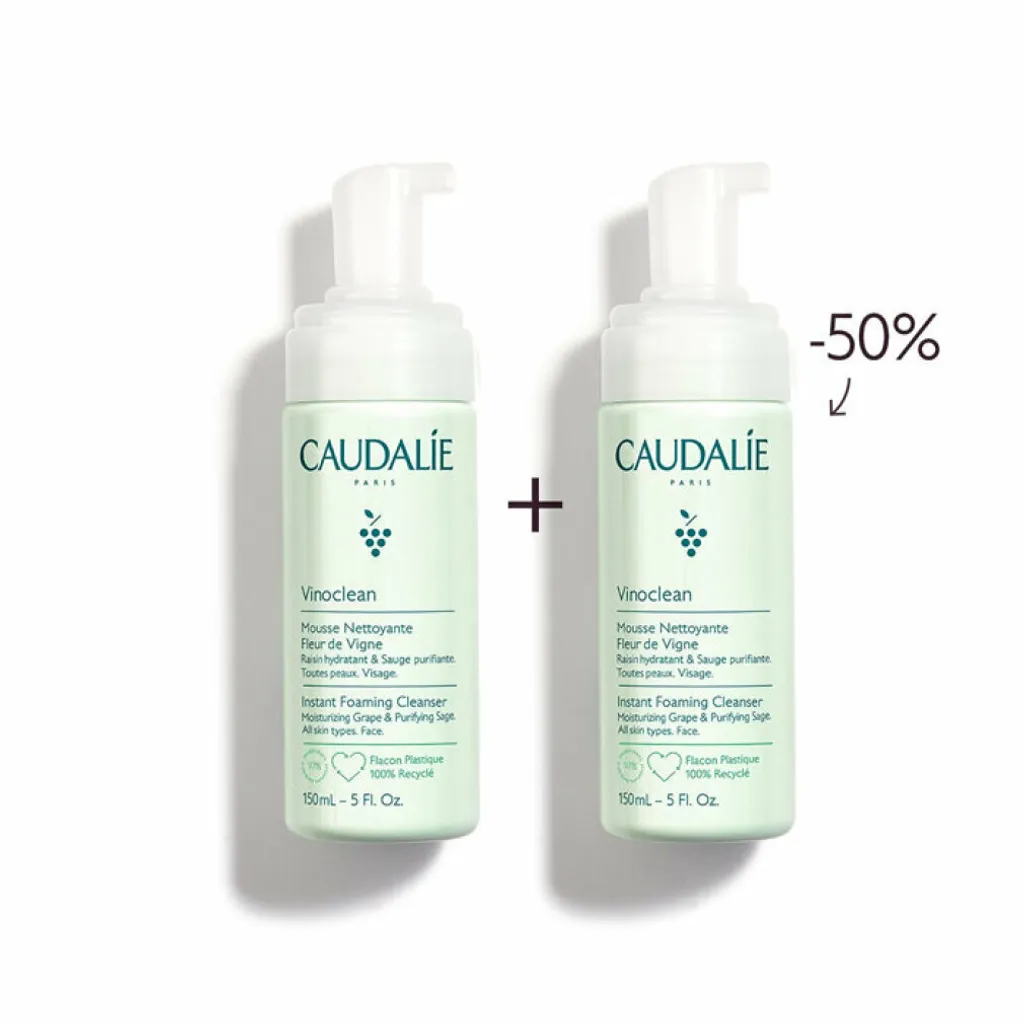 Nettoyant Visage Doux Caudalie Vinoclean Duo pour Peau Sensible 2x150ml