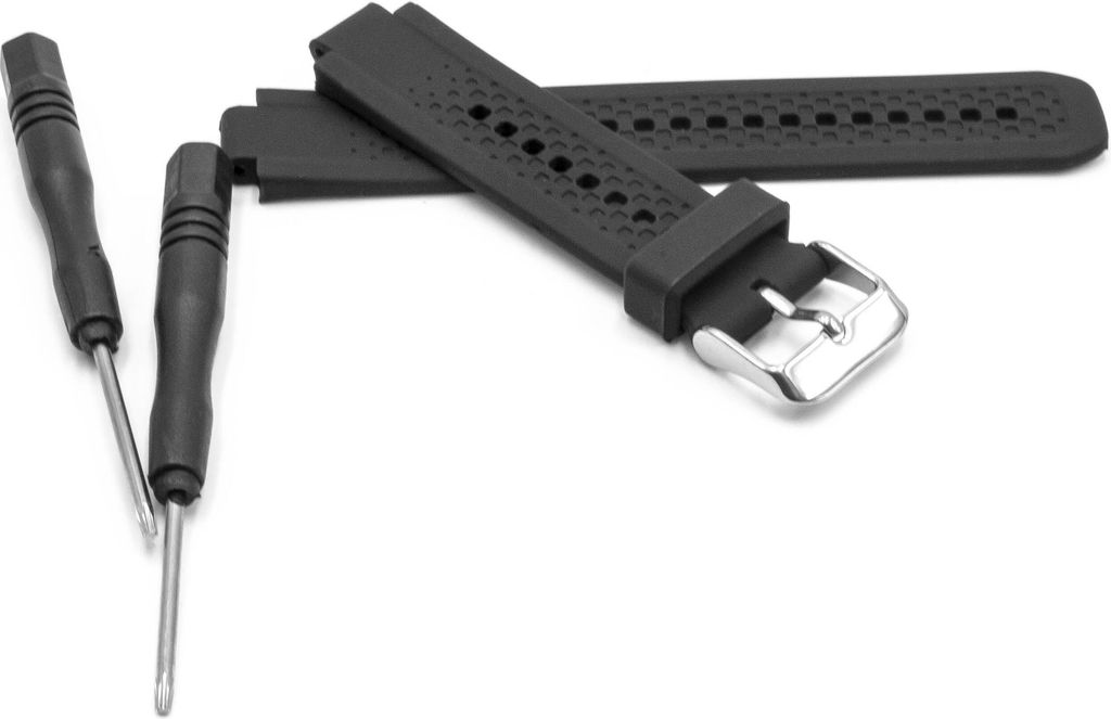 vhbw Ersatz S Armband Damen kompatibel mit Garmin Forerunner 25 Fitnessuhr, Smartwatch - 10,8cm + 8,6 cm Silikon schwarz