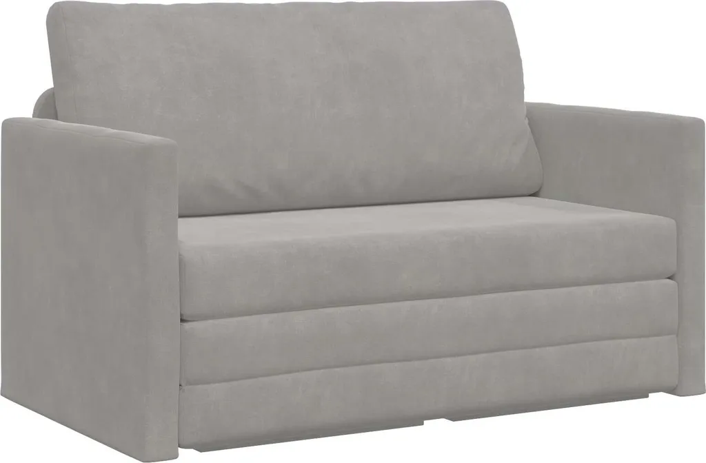 Canapé-lit velours gris clair 110 cm - Texture douce et pieds robustes