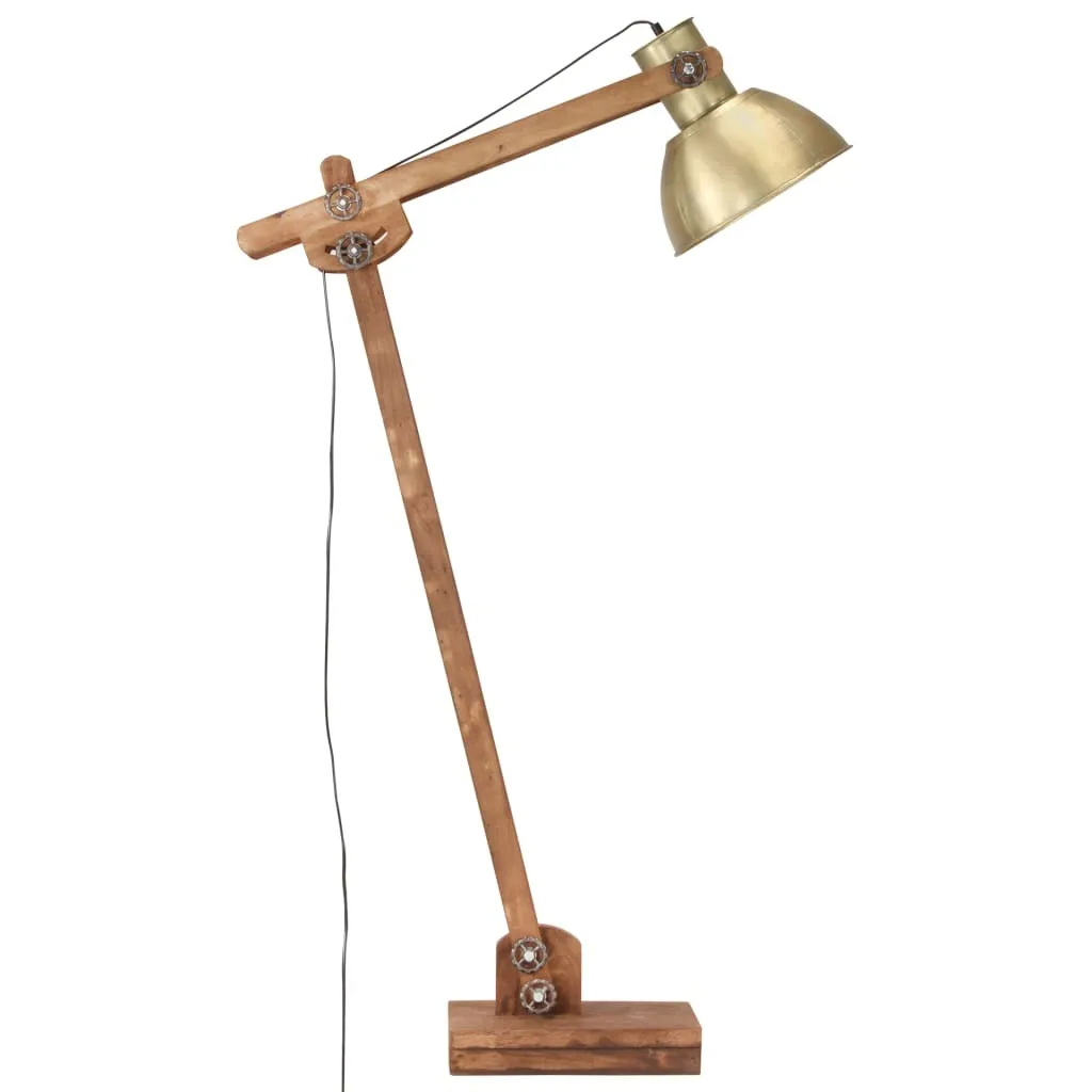 vidaXL Lampada da terra ottone mango legno massiccio E27 - 3