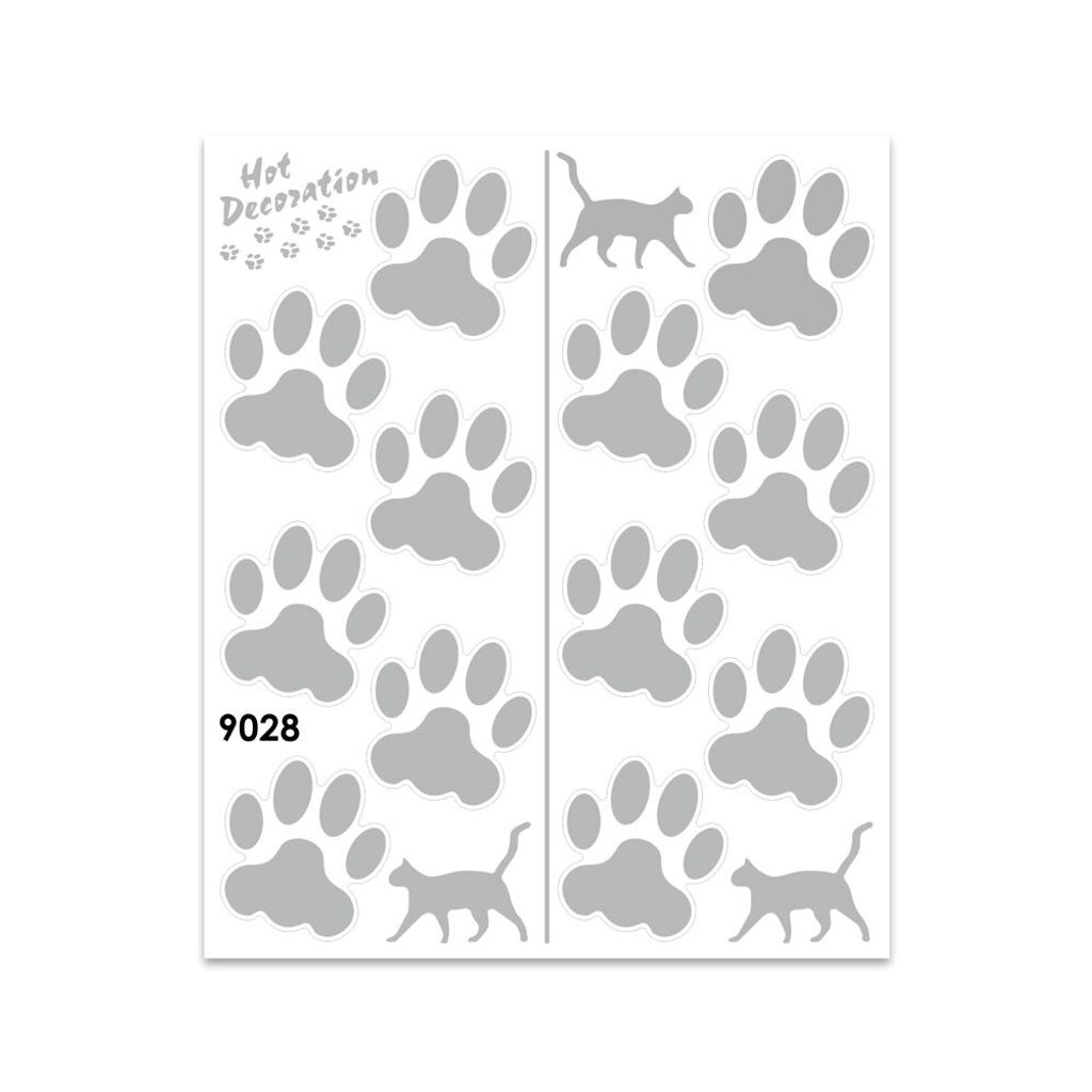 Sticker Pfoten Katze Silber 20 x 24 cm