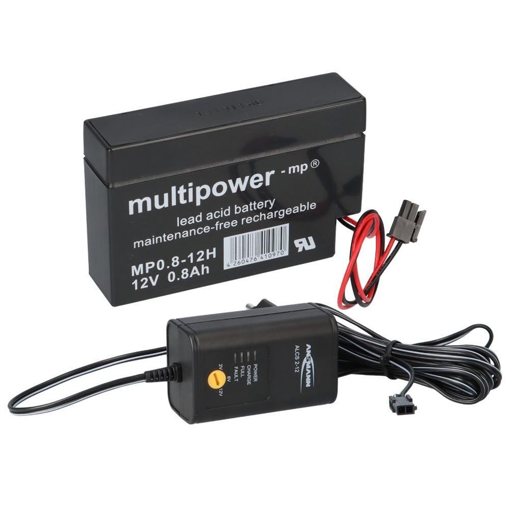 Ladegerät mit 1x Blei-Akku 12V 0,8Ah MP0.8-12H Heim & Haus Produktbild 