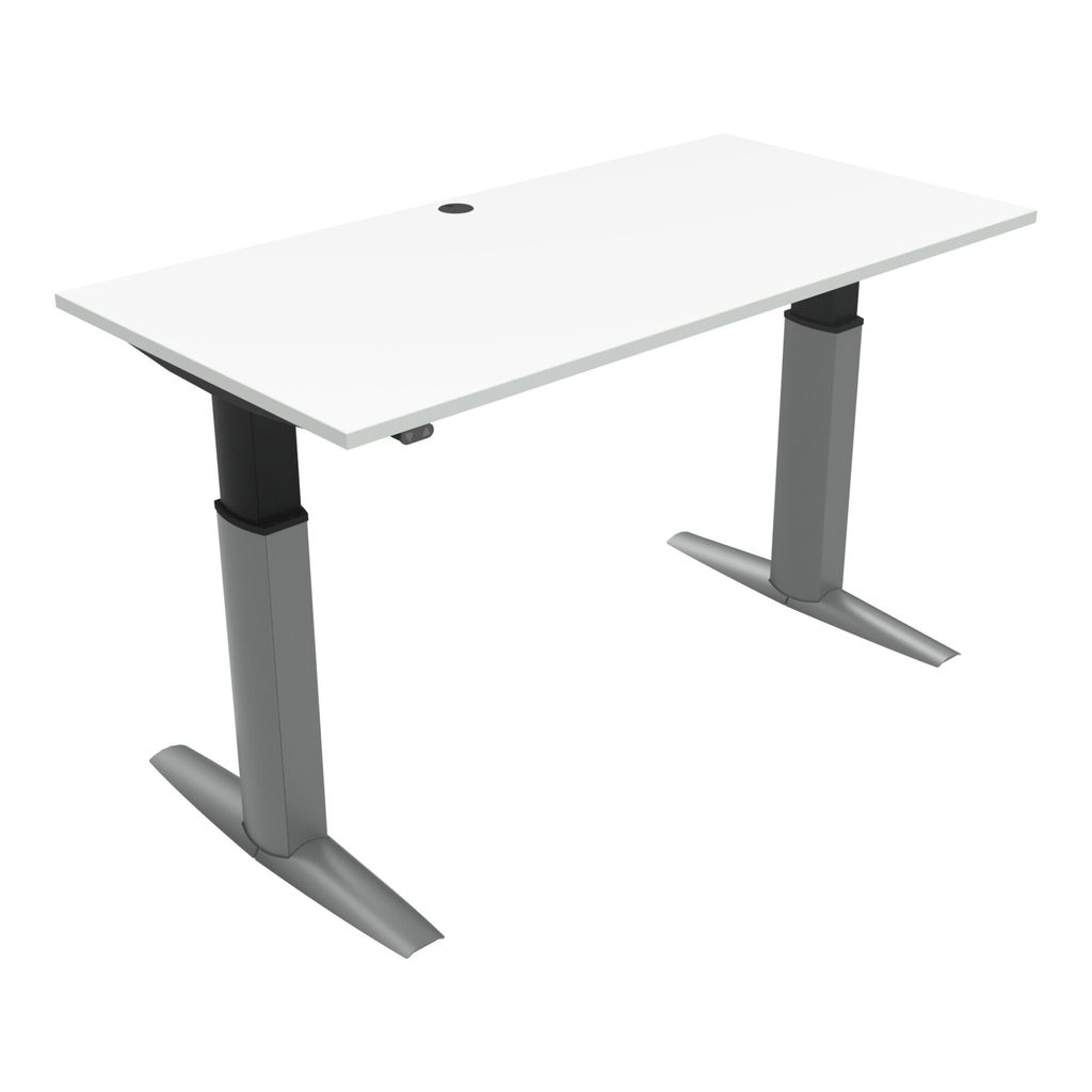 STIER Elektrisch höhenverstellbarer Schreibtisch 501-23, 160x80cm, Weiß, 68-120cm, 175kg Nutzlast, hochwertig