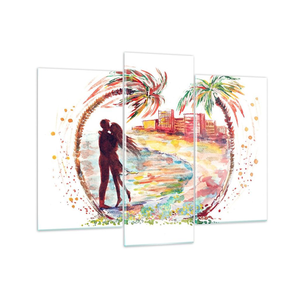 Bilder auf glas - Liebe Palmen Ansicht Sommer - 130x100cm - Glasbilder - Wandbilder - Kunstdruck - zum Aufhängen bereit - Wanddekoration aus Glas ...