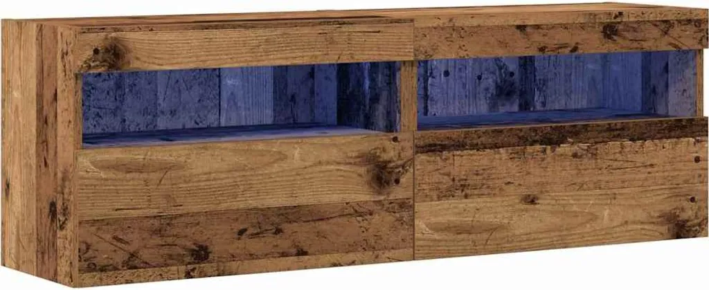 Porta TV SYFAX™ in Legno Vecchio 2pz - Calore e Stile per la tua Casa