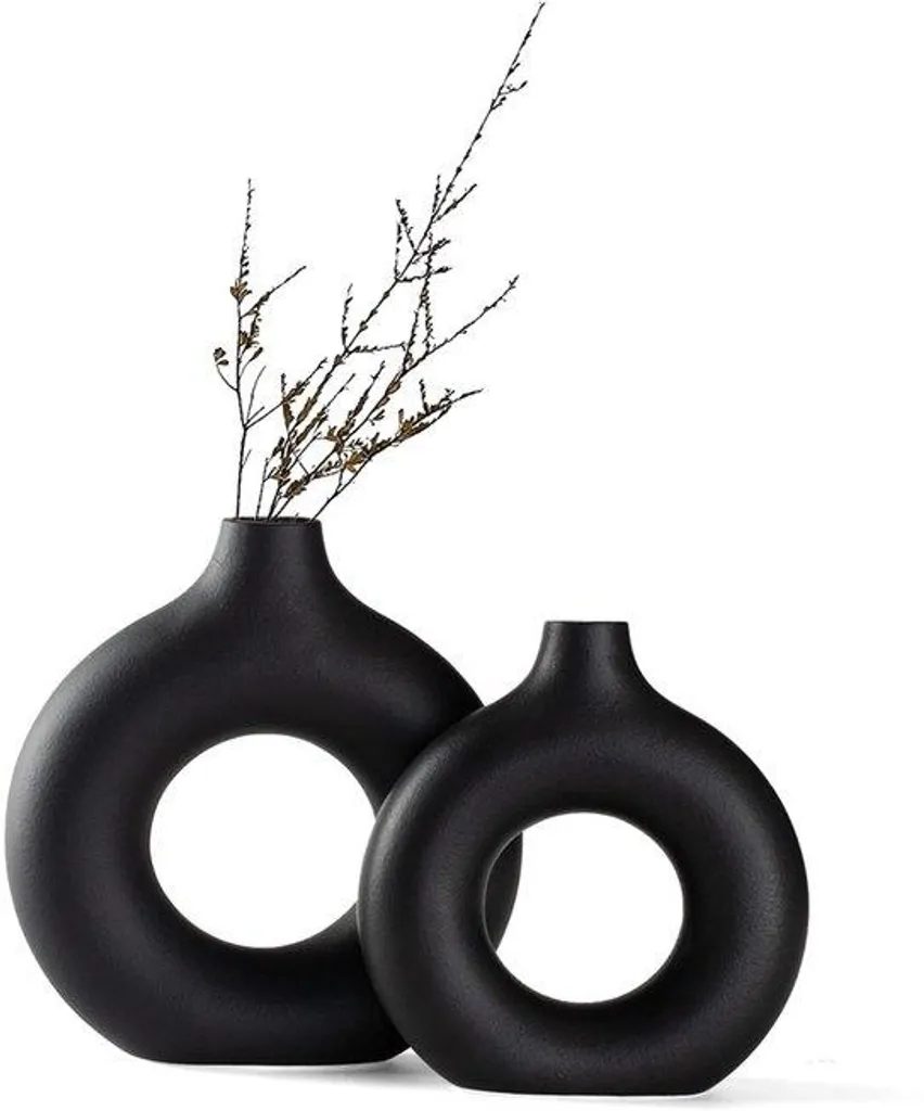 Vase en céramique noir stable et incassable pour pampa, lot déco bohème