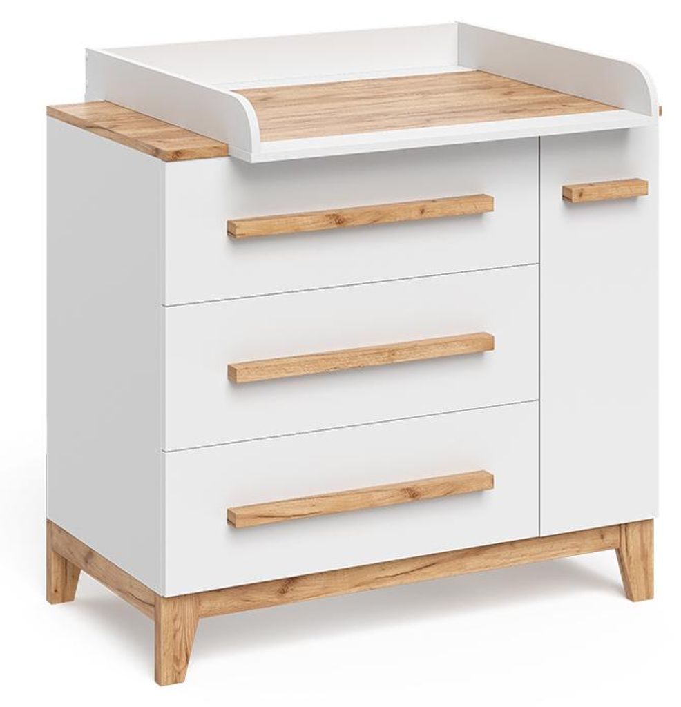 Wickelkommode Vitalispa Malia Weiß 98 x 98 cm mit 1 Tür & 3 Schubladen, Model 60579