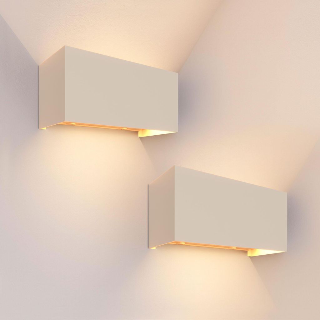Ledvion 2er Set LED Wandlampe Beige 9,5W Up Down IP54 Produktbild 