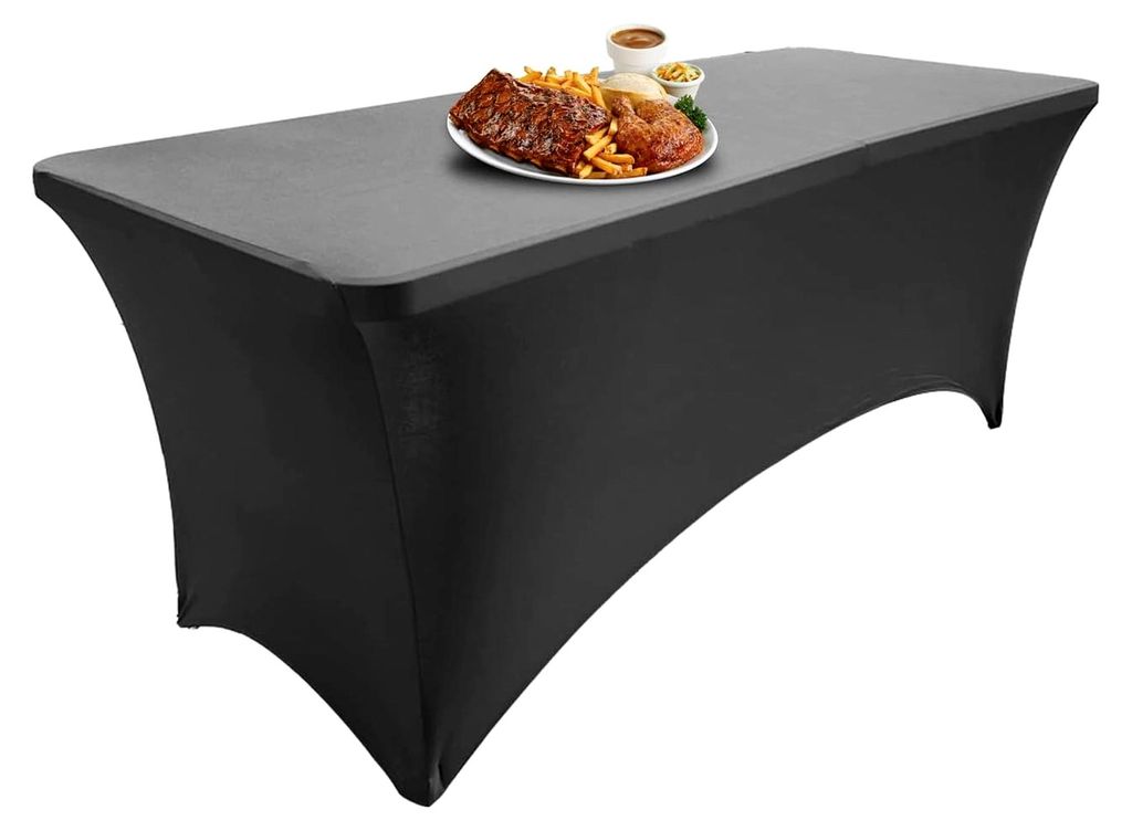 Rechteckige Tischdecke aus Elasthan 183 cm x 75 cm, Dehnbare Polyester für Hochzeit, Party, Küche, Dekoration - Dunkelgrau