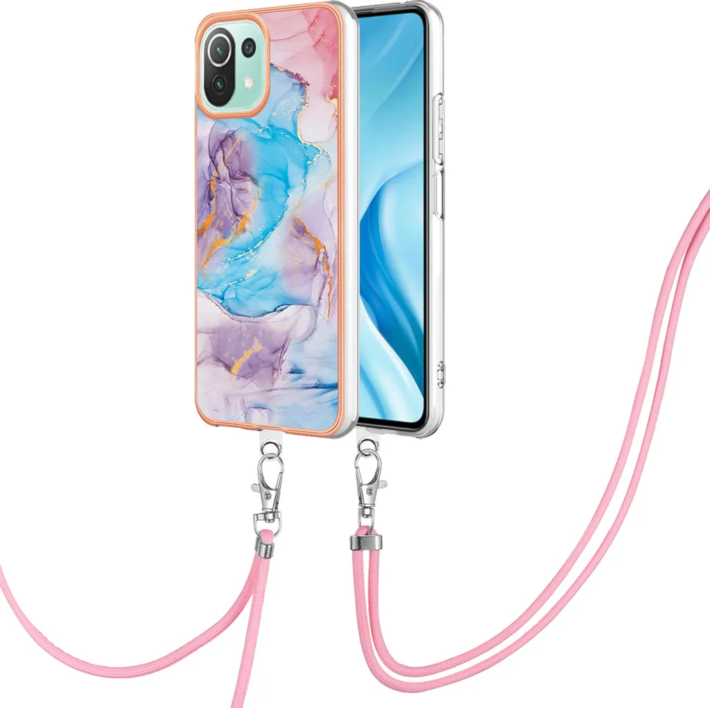 Custodia Xiaomi 11 Lite con Cinturino Blu: Cover TPU Fantasia Antiurto