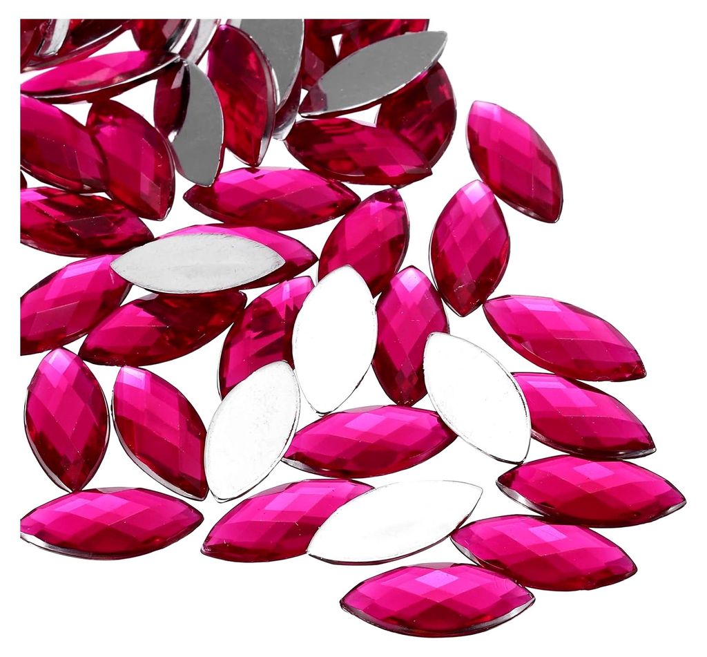 100 Stück Navette Strasssteine Magenta, 20 x 9 mm, Glitzersteine für Bastelarbeiten und Rhinestones, für DIY-Projekte, Perlen, Hochzeiten, Party...