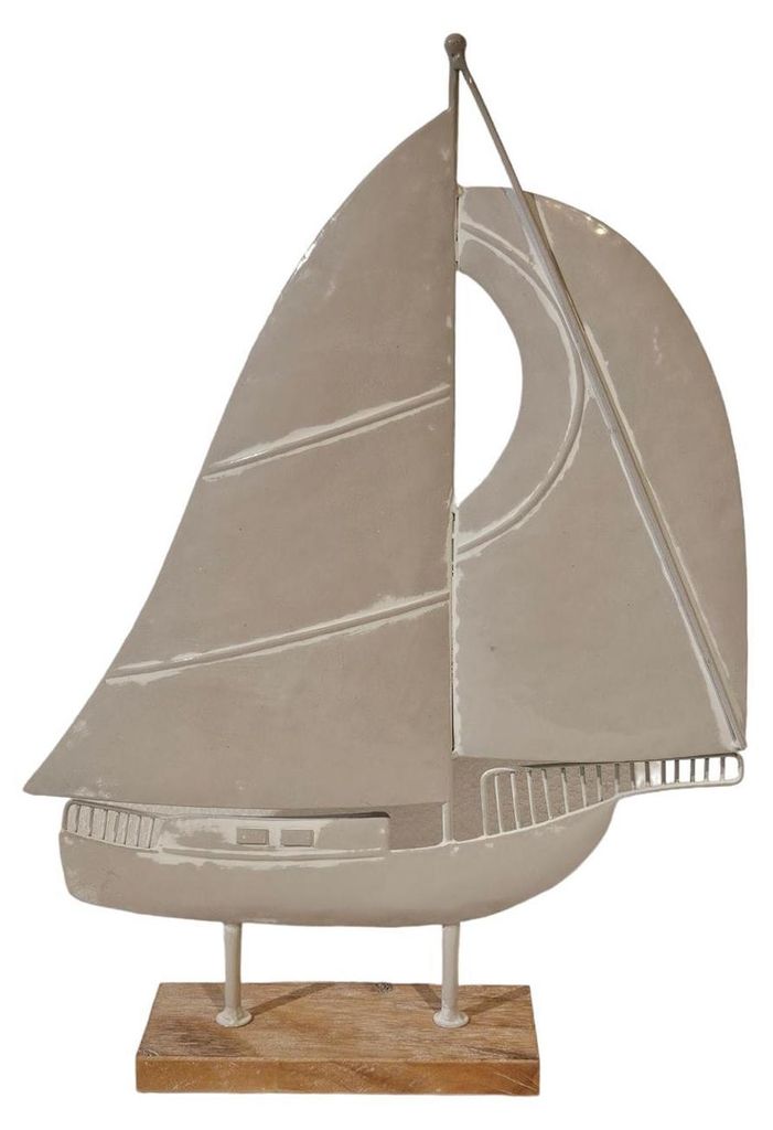 Deco Zeilboot metaal/hout 36x8x51,5cm