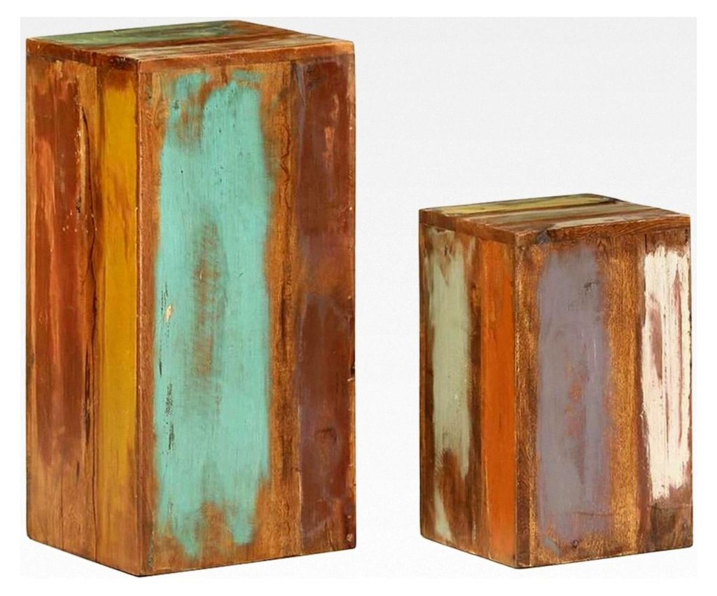 Pflanzenständer 2 Stück, Holz Blumenständer für das Wohnzimmer, Blumensäule Deko, Blumenhocker Beistelltisch, Altholz massiv