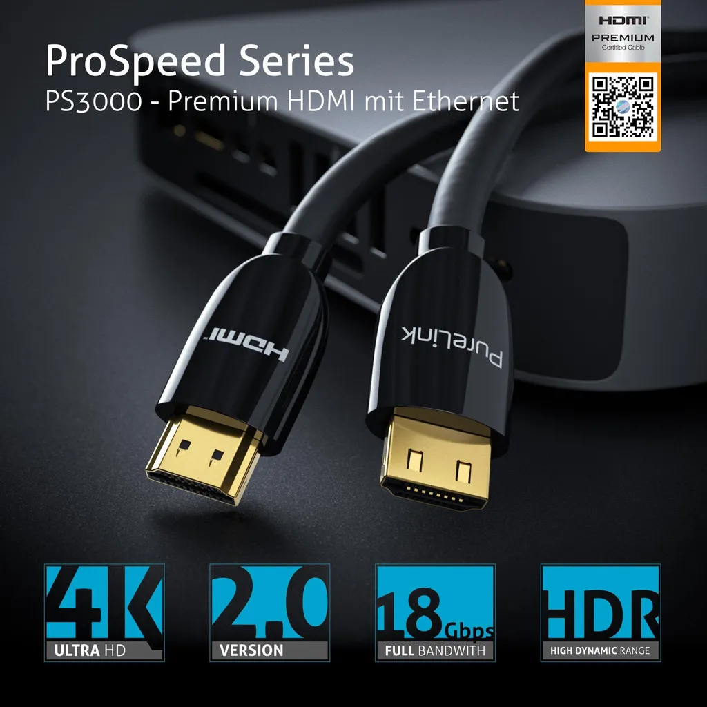 Câble HDMI Premium Ethernet PureLink PS3000 - Qualité d'image 4K HDR 5m - 4