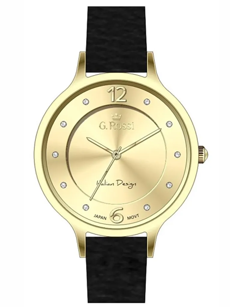 G. Rossi Orologio Donna Elegante G.R10411A-4A1 Oro Nero Cristalli Miyota