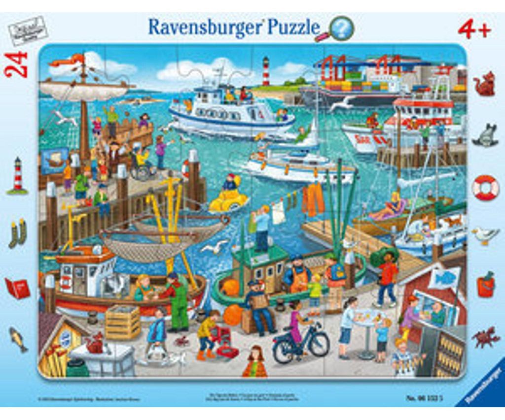 24 Teile Ravensburger Kinder Rahmen Puzzle Ein Tag am Hafen Produktbild 